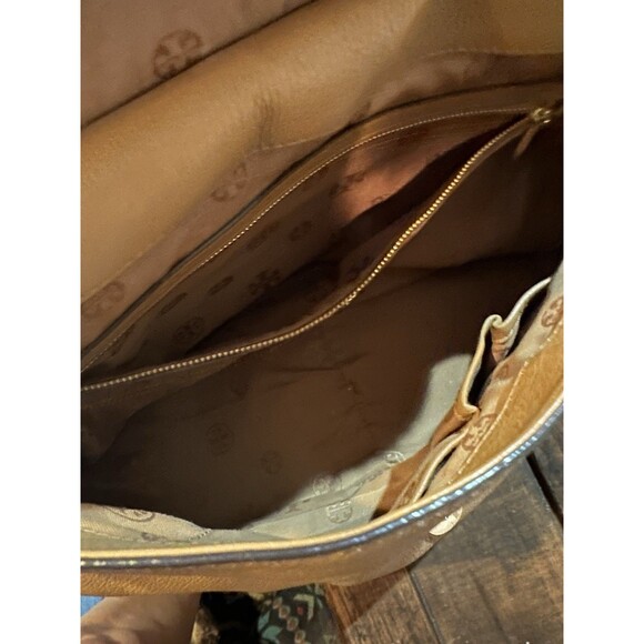 Tory Burch Marion Whipstitch Saddle Bag Tan Leather 2-way Bag Soft - Picture 5 of 10